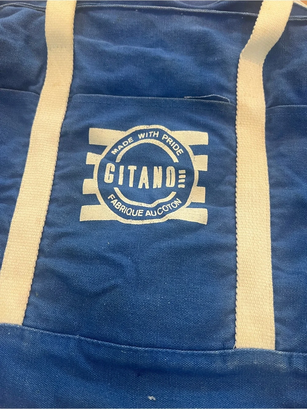 Vintage Gitano Blue canvas Tote Bag 80s 90s